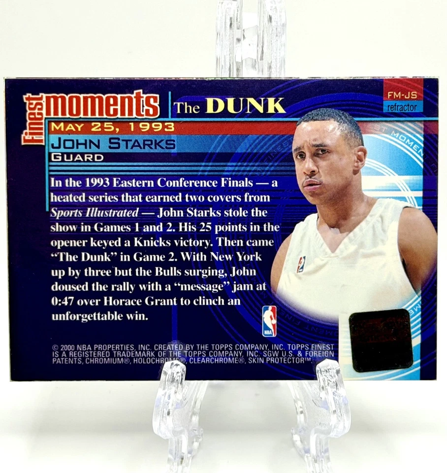 2000-01 Topps Finest John Starks "The Dunk" переливающаяся карточка с автографом #FM-JS - Изображение 2 из 2