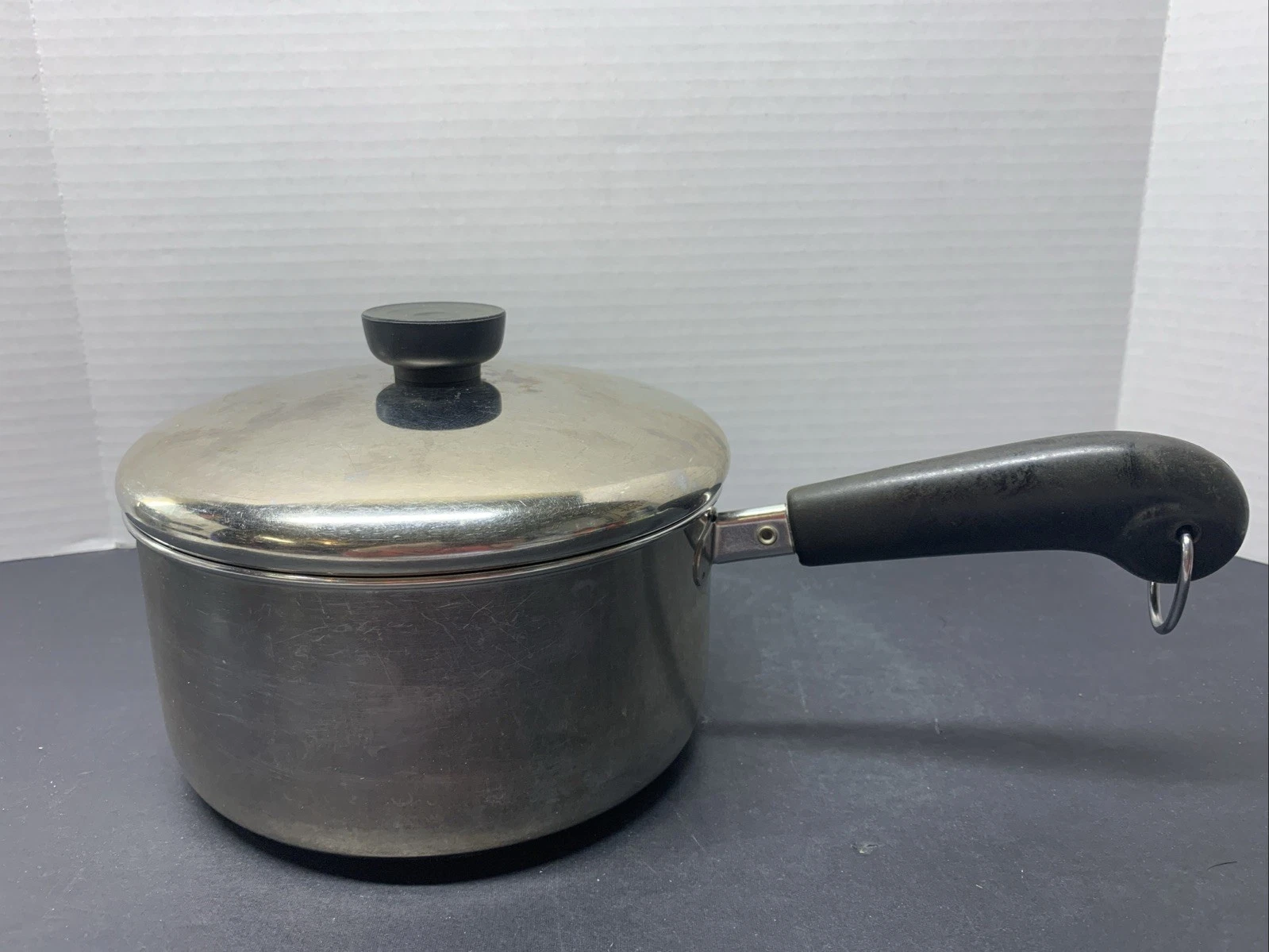 Vintage REVERE WARE 1801 Stainless Steel Bottom 2 Quart Pot With Lid