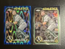 2024 Topps Chrome Shea Langeliers #105 Blue RayWave Refractor /150 + Base Chrome