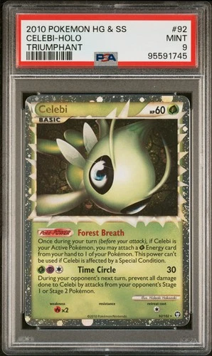 2010 POKEMON HEARTGOLD & SOULSILVER TRIUMPHANT #92 CELEBI-HOLO PSA 9