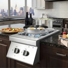 Double Grilling Side Burner Outdoor Kitchen Built-in Liquid Propane 304SS BBQ