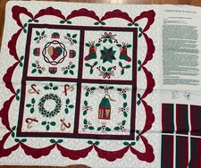 Wamsutta Cut & Sew Fabric Panel Christmas Sampler Cheater Quilt Top 