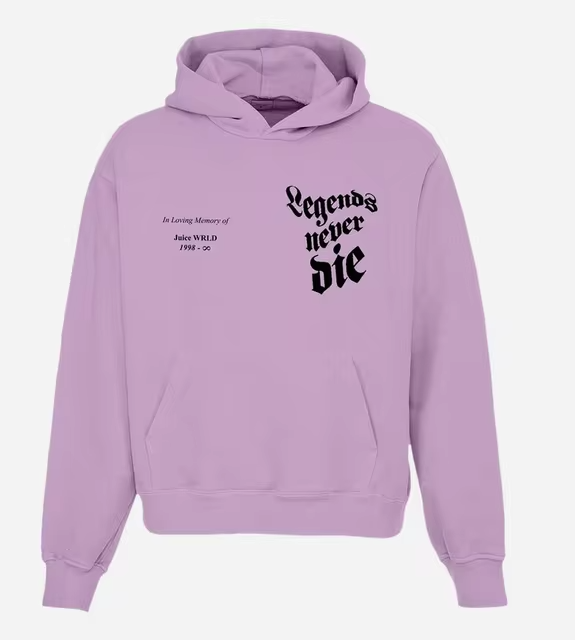 Juice WRLD - In Loving Memory Hoodie Purple Large Legends Never
