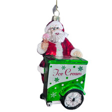 Santa Claus Ice Cream Glass Ornament Ice Cream Stand Cart Cone Sweet SHop 5"