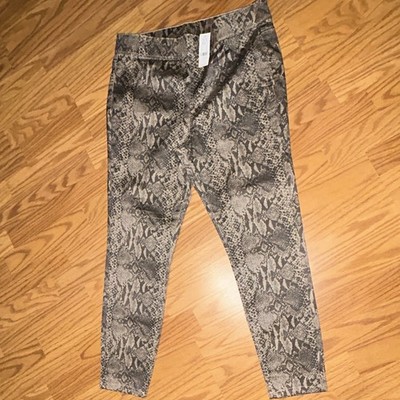 NY & C High Rise Pull-On Snake Print Stretch Ankle Leggings Gray/Black L
