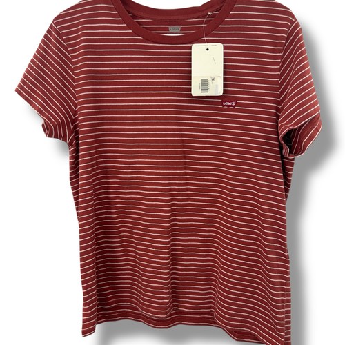 NEW Levi's Burnt Orange Stripe T-Shirt Size Large Short Sleeve Academia Preppy - Picture 2 of 6
