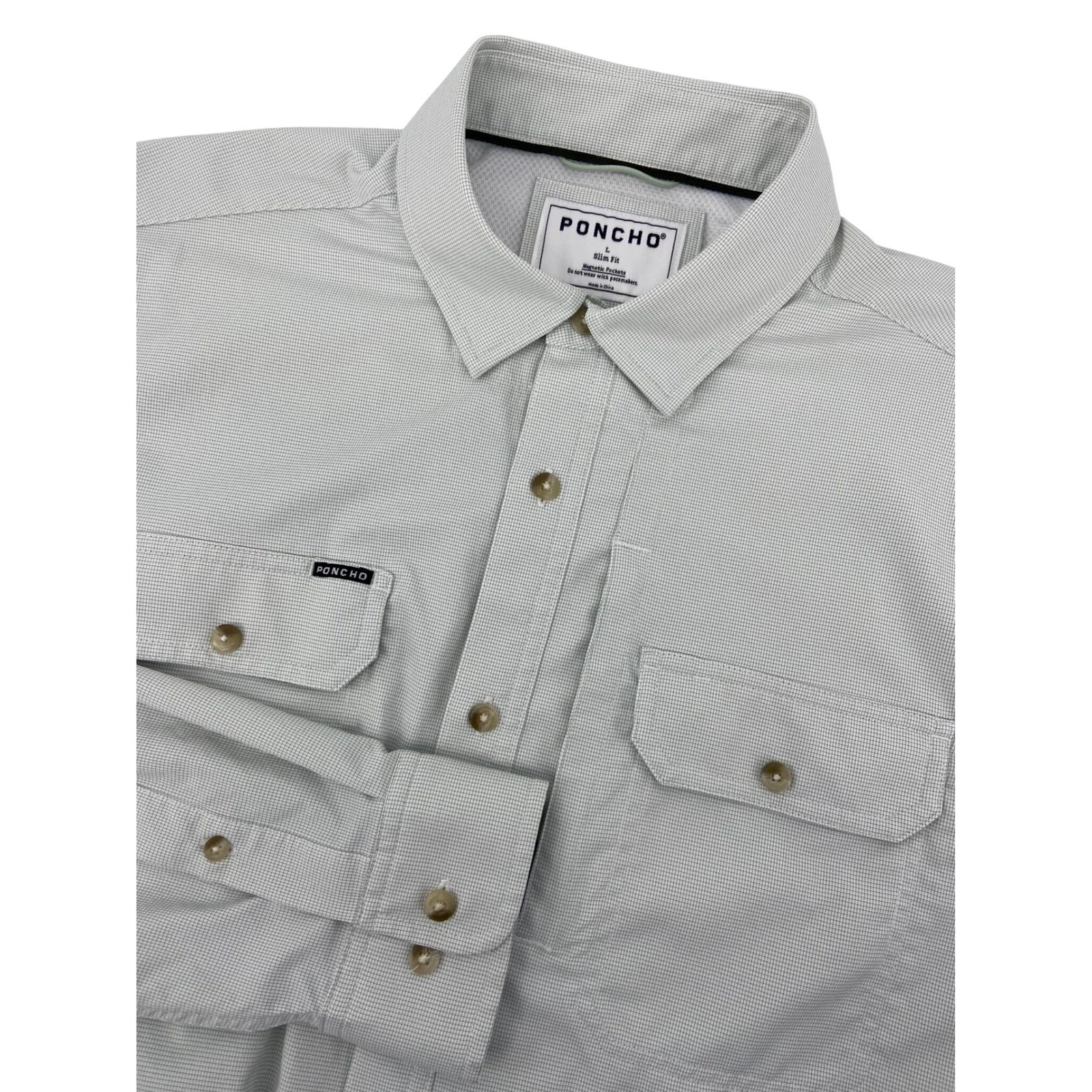 Poncho Shirt Mens Large Original Slim Fishing Green Micro Check Wicking Roll Tab
Opens in a new wind