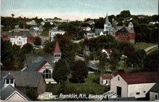 Franklin NH-New Hampshire, Birdseye View, Antique, Vintage Souvenir Postcard KJ4