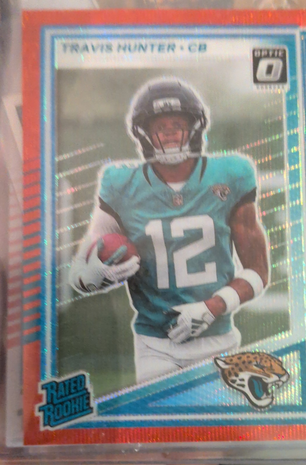 2025 Panini Donruss - Rated Rookie Travis Hunter #301 Optic Preview Red Pandora