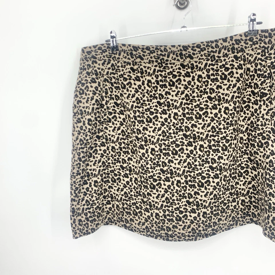 LOFT Ann Taylor Mujer Talla 22 Plus Falda Corta Mini Marrón Negro Estampado Leopardo Foto 3 de 4