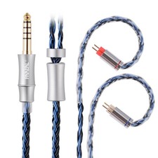 IEM Cable 16Strand Silver Plated Earphone Cord 2Pin 0.78mm 1.5m 4.4mm Blue