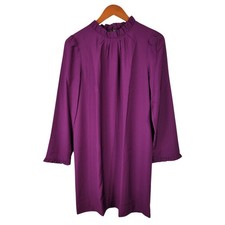 NEW J Crew Size 4 Shirt Dress Party Knee Length Professional Purple Ruffle 
