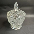 Vintage Anchor Hocking Wexford Footed Sugar Bowl with Lid Candy Dish Glass Decor