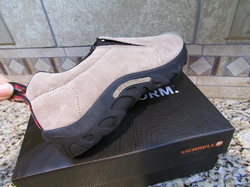 NUEVOS MOCASINES MERRELL JUNGLE MOCASINES SIN USAR, EN CAJA, NIÑAS JÓVENES 6,5-7,5 GAMUZA TOPO  Foto 3 de 4