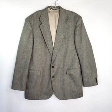 Taos Country Western Blazer Mens 44L Sport Coat Tweed Wool Blend Made in USA Y2K