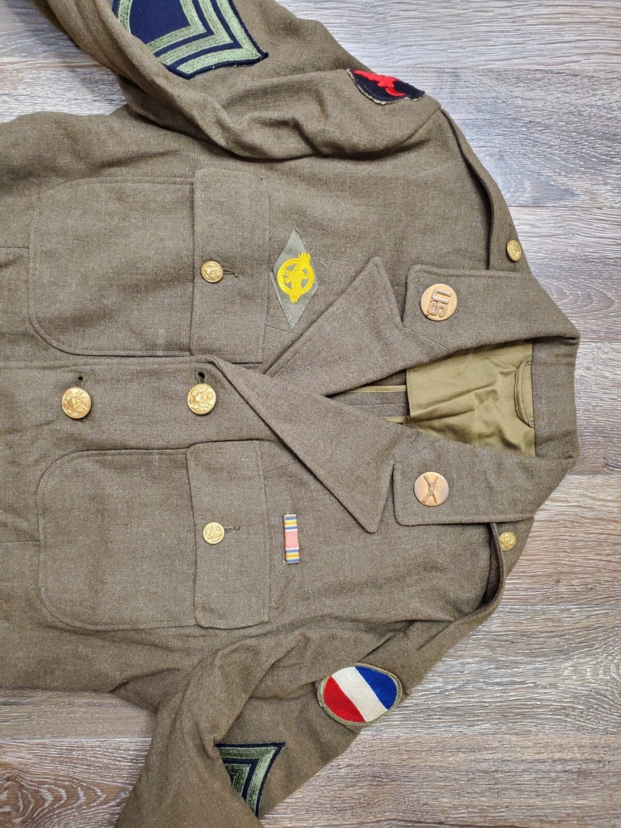 1940 WWII Enlisted Men's Army Jacket 36L Wool Victory 135th