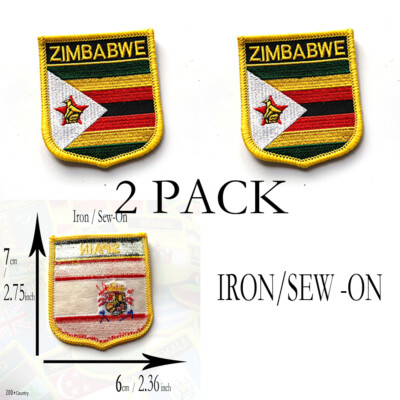 International Country Flag Iron on Patch Embroidered Sew on Applique National Country Flag F-O