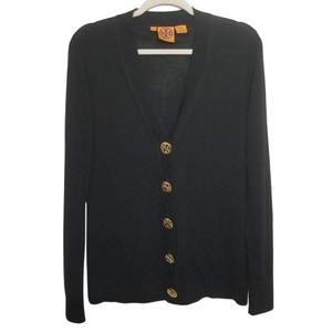 tory burch black cardigan with gold buttons