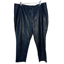 ELOQUII Women  s Classic Fit Slim Black Faux Leather Ankle Dress Pants 22 Plus