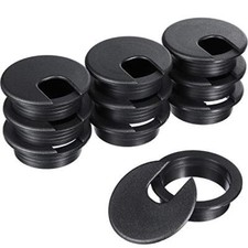 10 PCS Desk Cable Wire Grommet Cord, Black, 50 mm/ 2 Inch Mounting Hole Diameter