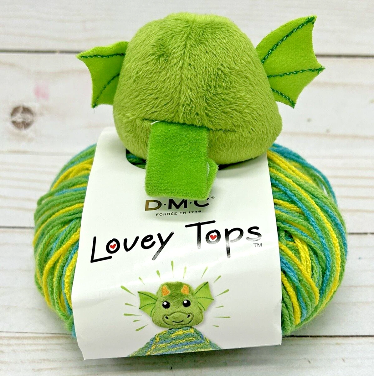 DMC Lovey Tops Green Dragon Pacifier Clip and Yarn Kit Baby Blanket