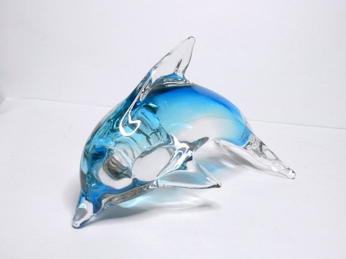 Glass Dolphin Blue & Clear Figurine Elegant Ocean Holiday Home Decor Porpoise d3 - Picture 10 of 15