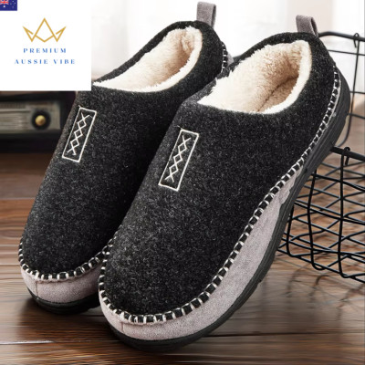 Men'S House Slippers Sewing Thread Contrasting Color Fuzzy Warm Comfortable Memo