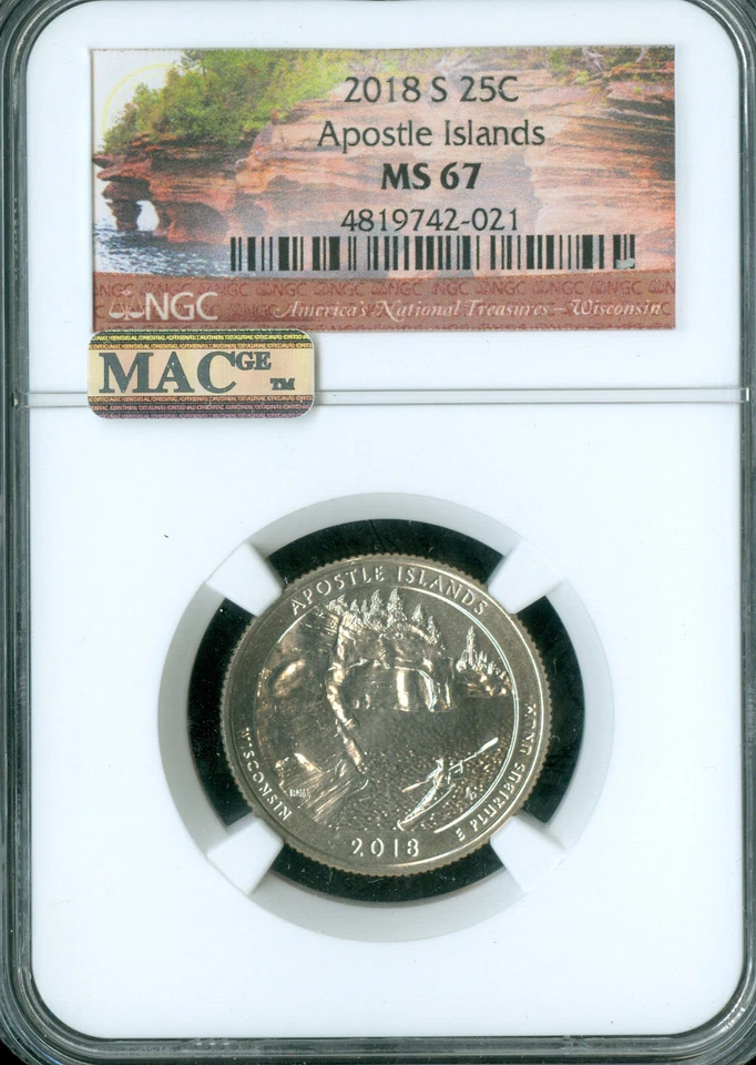 2018 S APOSTLE ISLAND QUARTER NGC MS67 PQ 2ND FINEST GRADE SPOTLESS  . - Image 3 of 4