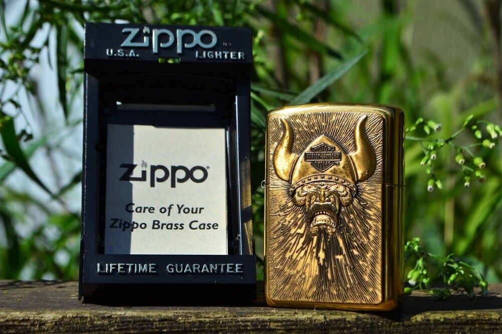 Zippo Lighter - Harley Davidson - Viking - Brass - Barrett Zippo Lighter - Harley Davidson - Viking - Brass - Barrett
