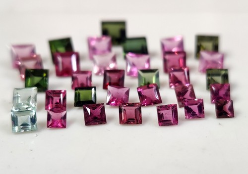 Multi Color Tourmaline 33 Pc Square Cut 3-6mm Lot for Jewelry Making 16.9 Ct. - Picture 8 of 10