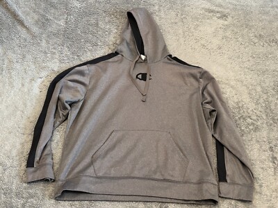 Champion Hoodie Mens 2XL XXL Powertrain Double Dry Gray Pullover Logo Sweatshirt