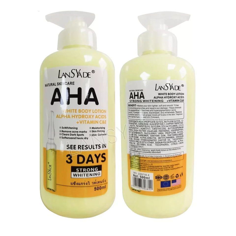 AHA & Vitamin C Brightening Body Cream - 500ml For Dark Spots, Acne Scars & Even Skin Tone - SPF 10 8 thumbnail image