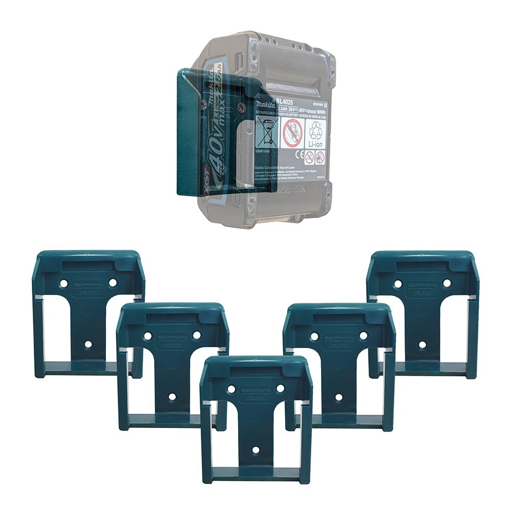 StealthMounts Blue Battery Storage Mounts for Makita 40v XGT Batteries (5-Pack)