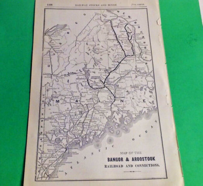 Rare 1903 Railroad Map of The BANGOR & AROOSTOOK RAILROAD Routes & Connections