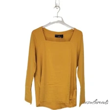 Attitudes by Renee Washed Cotton Long Sleeve Top Medium M Golden A549012 NEW