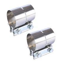 2.5" T304 Stainless Lap Joint Exhaust Band Clamp for Catback Muffler Pipe 2Pcs