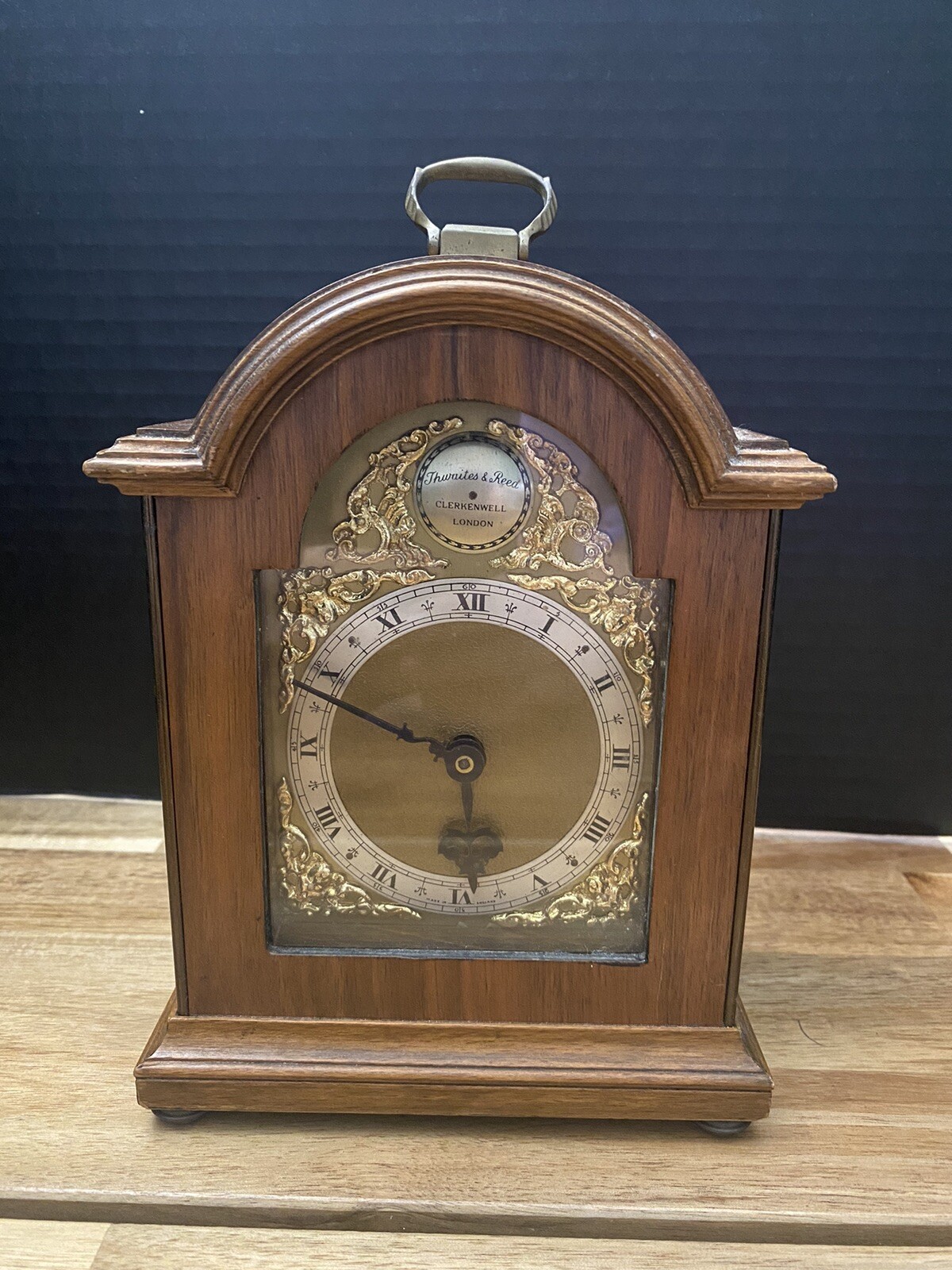 Thwaites And Reed Antique mantle Clock Wood Gold Clerkenwell London