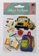 Jolee's Going To School Scrapbooking Stickers Bus Backpack Book Crayons