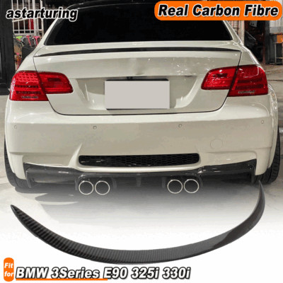 For BMW 3Series E90 325i 330i Sedan 2005-11 REAL Carbon Rear Trunk Spoiler Wing 
