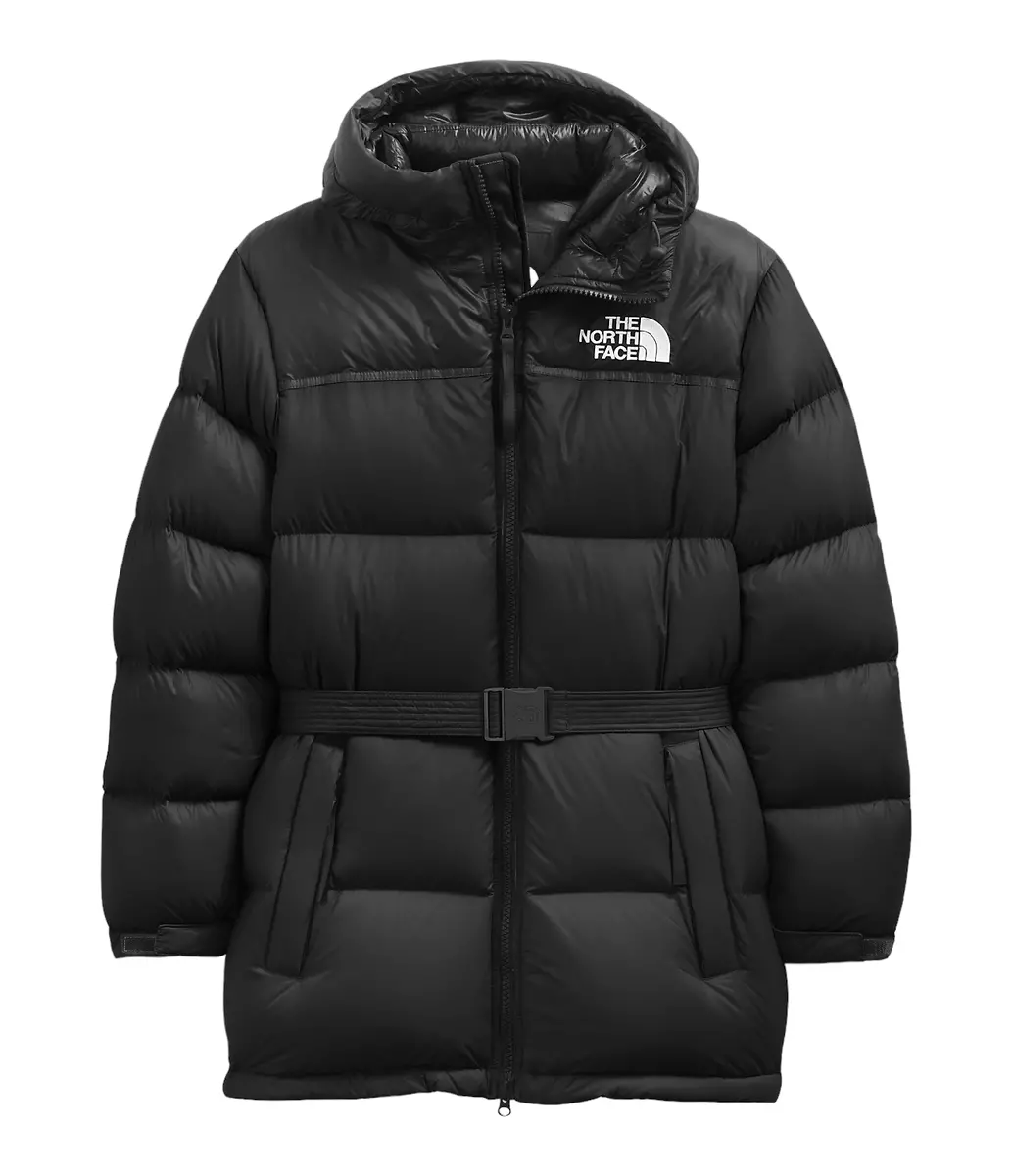  THE NORTH FACE Women's Women's Nuptse Belted Long Parka, TNF  Black, M : Clothing, Shoes & Jewelry