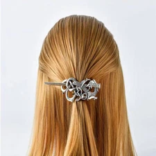 Barrette Silver Metal Hair Slide Viking Hair Clips Celtic Hairpins Hair Stick