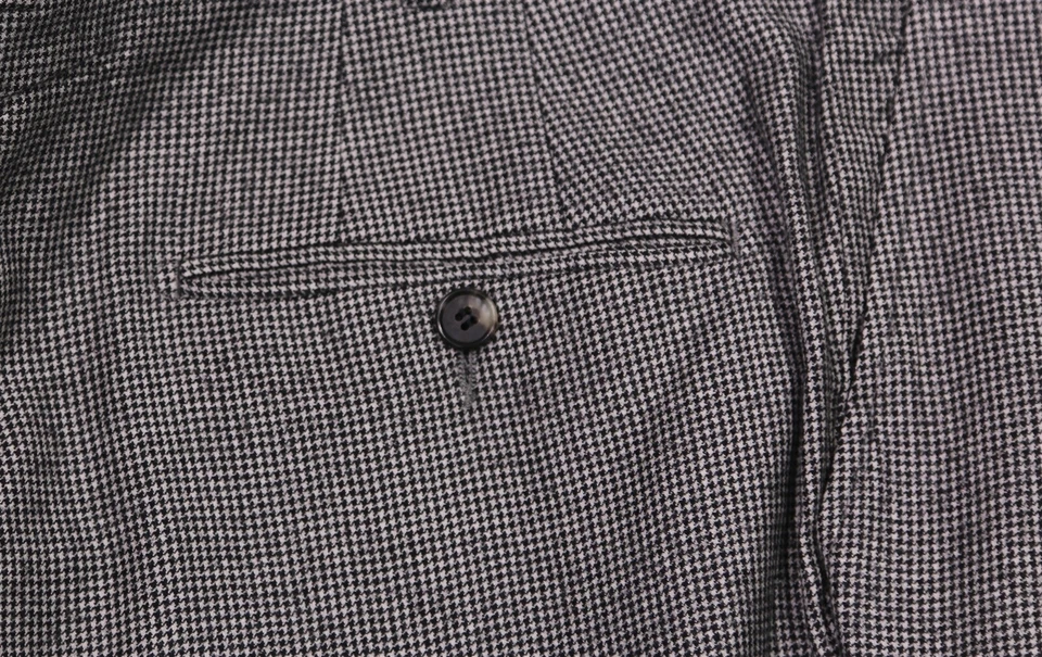 Hickey Freeman Mens Dress Pants 38x27 Black White Houndstooth Wool Fleece - Image 3 of 4