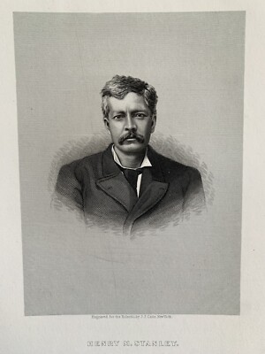 Sir Henry M. Stanley, British Explorer Original Lg Engraving 1879