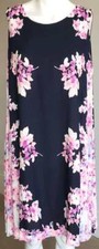Ridley Navy & Pink Floral Side Panels Sleeveless Swing Summer Sundress Dress M