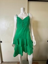Lulus Brielle Green Ruffled Skater Dress Womens Medium
