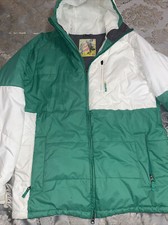 Burton Jacket Men Medium Dry Ride Green/White Full Zip Hooded Coat
