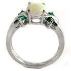 14k Solid White Gold Natural Opal and Emerald Ring #R574 — photo 2