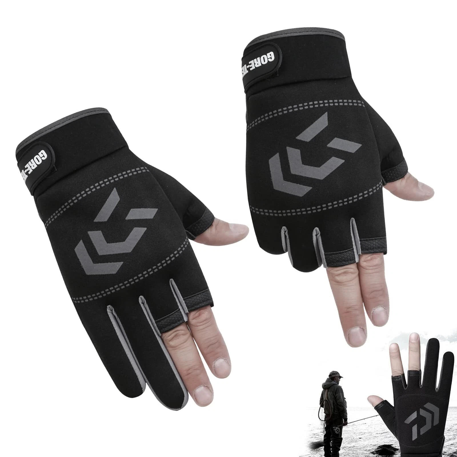 1 Pair Breathable Anti-Slip Cycling Gloves Sports Gloves Mens Three F...