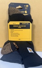Carhartt Men's Large Classic Midweight Crew Socks 2 Pack Black SC9972-M  9-11.5
