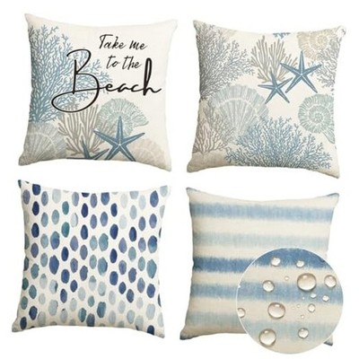 Take Me to The Beach Summer Outdoor Waterproof Throw 18'' x 18'' (Pack of 4)